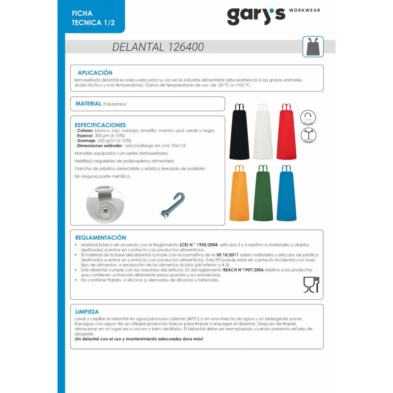 Delantal peto poliuretano Gary's - Uniformes para carnicerías y pescaderías