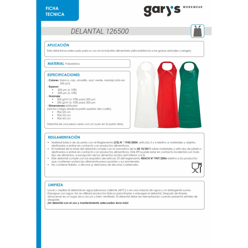 Delantal con peto poliuretano Peter - Gary's