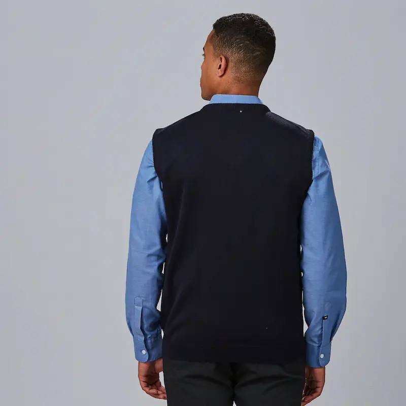 Chaleco hostelería de hombre de punto azul marino - Gary's