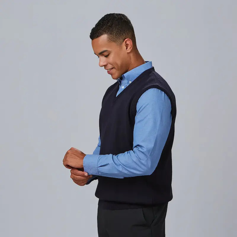 Chaleco hostelería de hombre de punto azul marino - Gary's