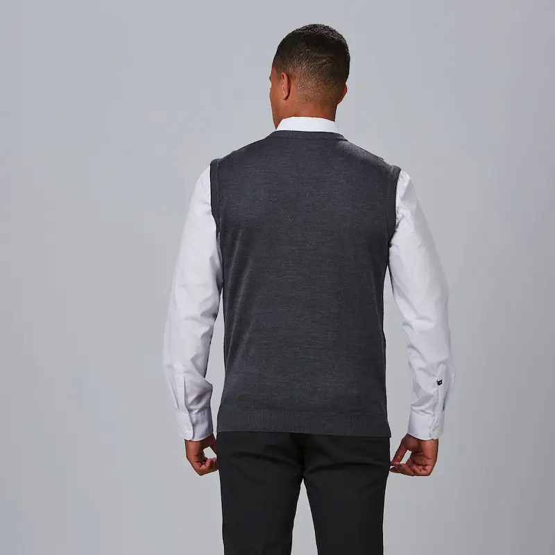 Chaleco hostelería de hombre de punto gris marengo - Gary's
