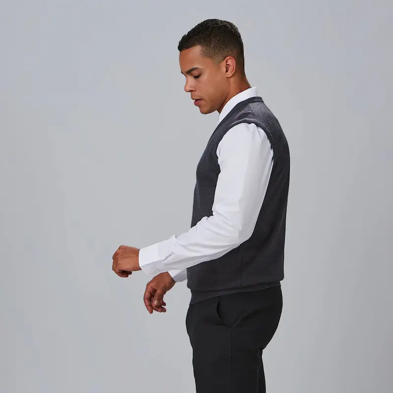 Chaleco hostelería de hombre de punto gris marengo - Gary's