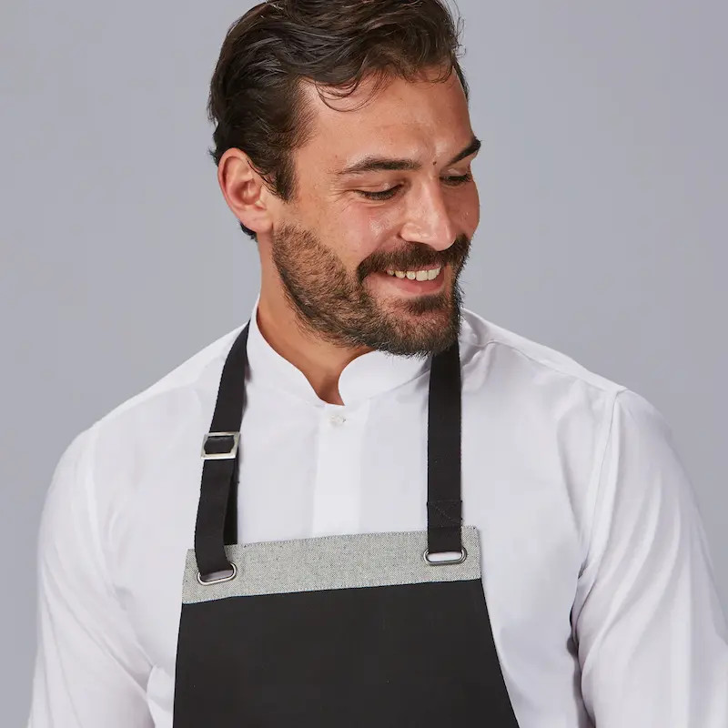 Delantal para hostelería bicolor con peto - Gary's 100042