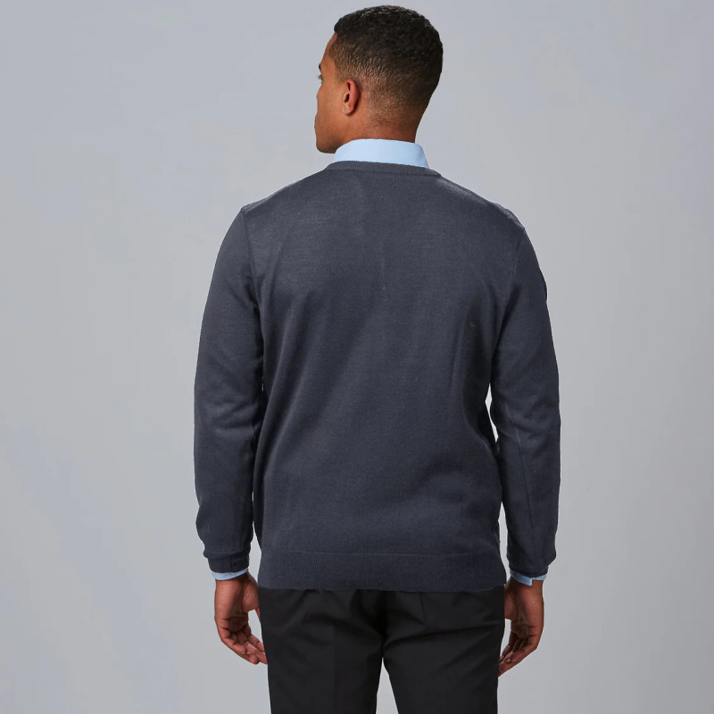 Jersey laboral de punto gris marengo con cuello pico - Gary's