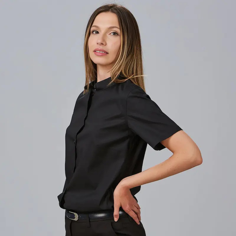 Camisa mujer cuello mao de manga corta negra - Gary's 288300