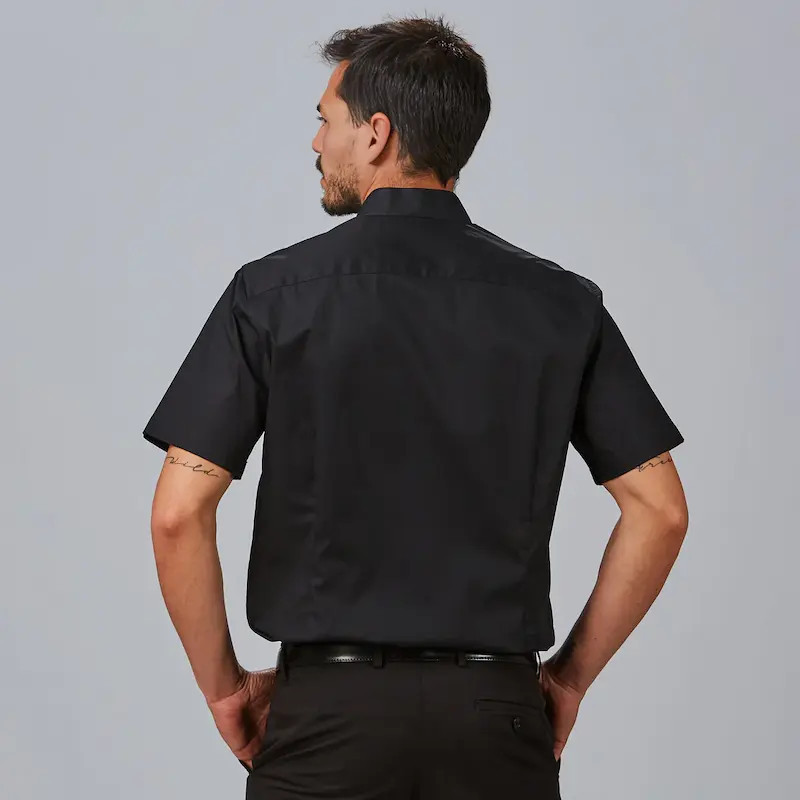 Camisa hombre hostelería cuello mao manga corta negra - Gary's