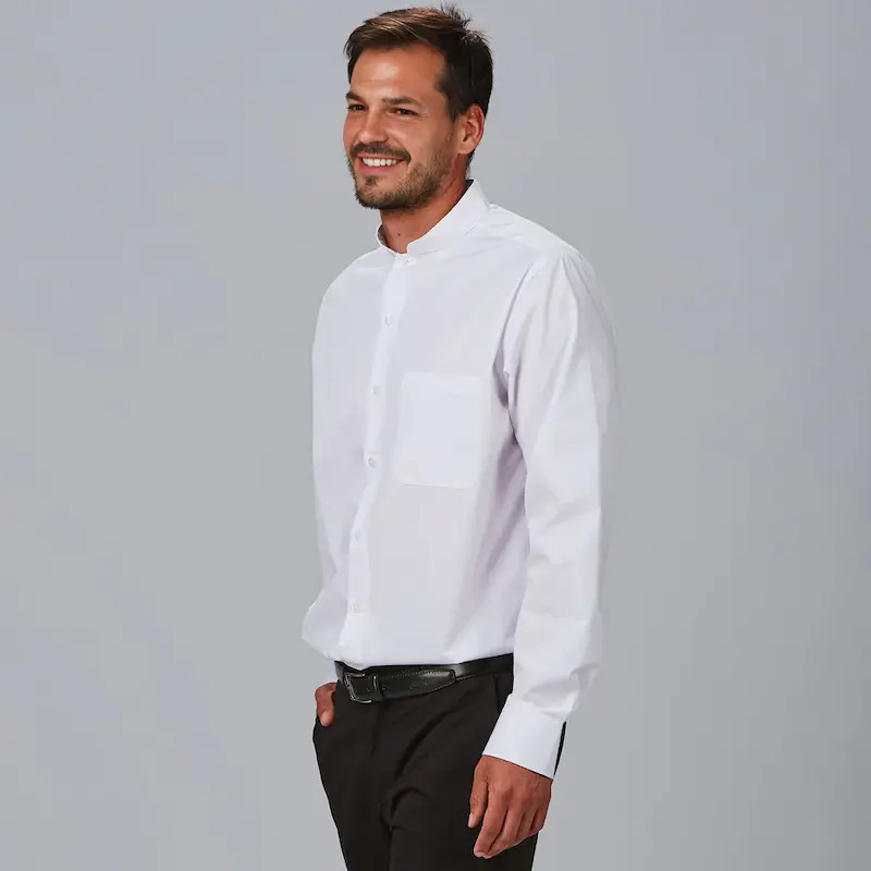 Camisa hombre hostelería cuello mao blanca manga larga - Gary's 296000