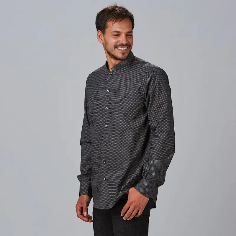 Camisa de hombre Leone Slim Fit gris marengo Amebas - Gary's 299300