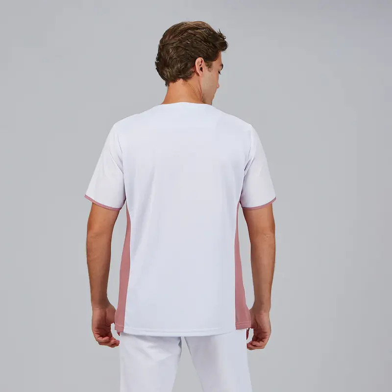 Camisola cuello pico sanidad blanca combinada Rosa Nude Gael - Gary's 600103