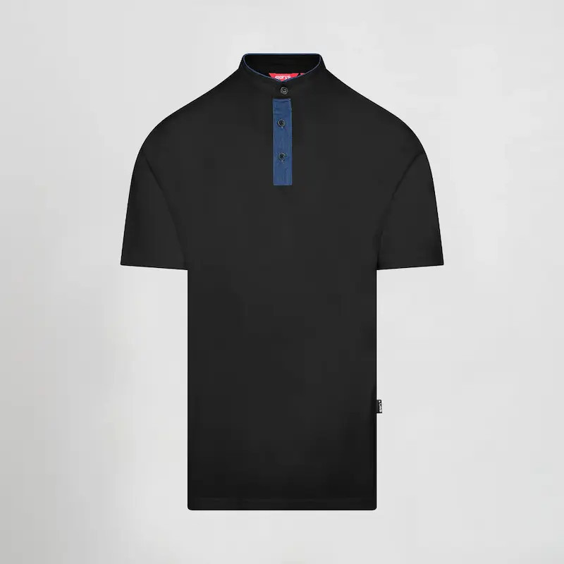 Polo de hombre negro con cuello mao tejano - Gary's