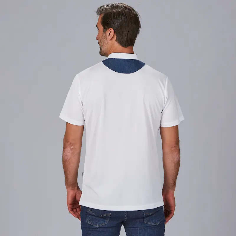 Polo de hombre blanco con cuello mao tejano - Gary's