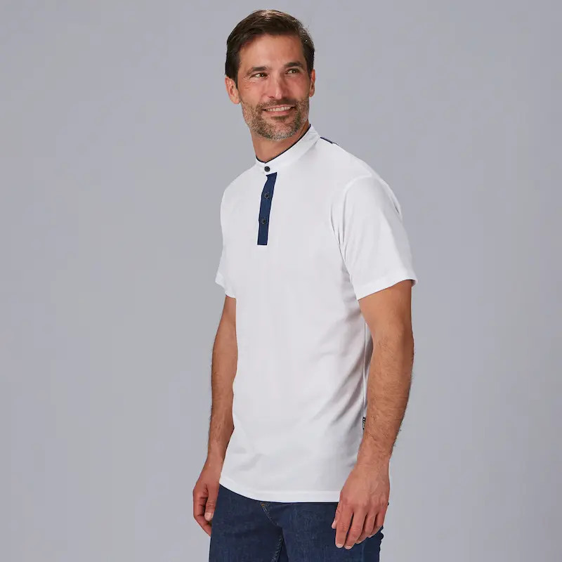 Polo de hombre blanco con cuello mao tejano - Gary's