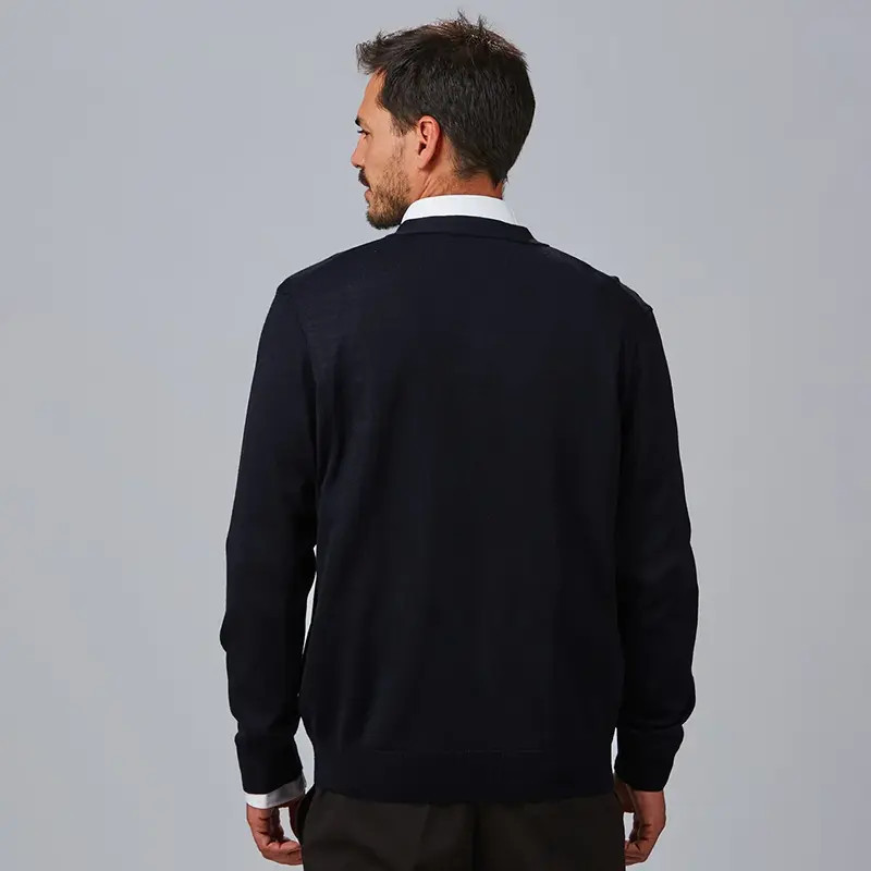 Chaqueta laboral de punto azul marino con botones - Gary's