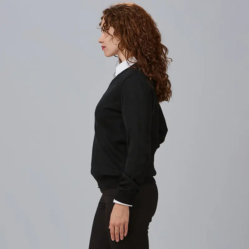 Jersey para mujer de punto negro con cuello pico - Gary's