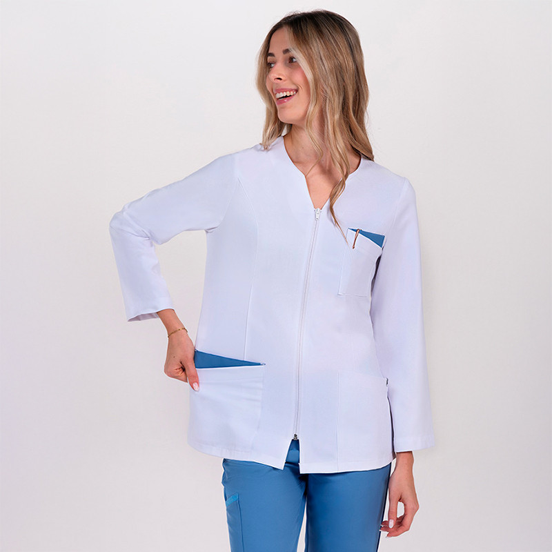 Chaqueta farmacia detalle azul manga larga - Dyneke 8216574