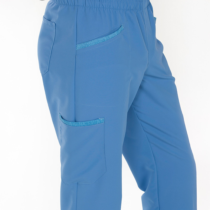 Pantalón de microfibra azul textura - Dyneke