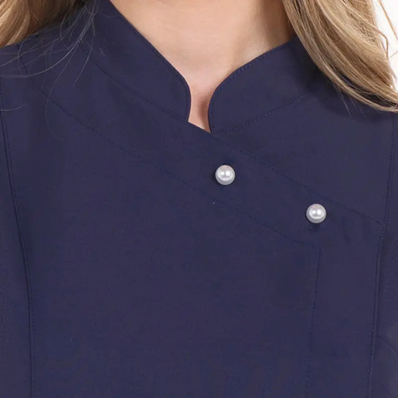 Chaqueta entallada azul marino de mujer con botón perla - Dyneke 8281583