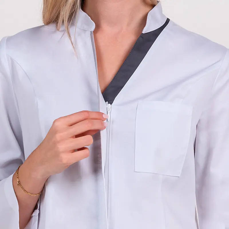 Chaqueta sanidad mujer doble vivo gris - Dyneke