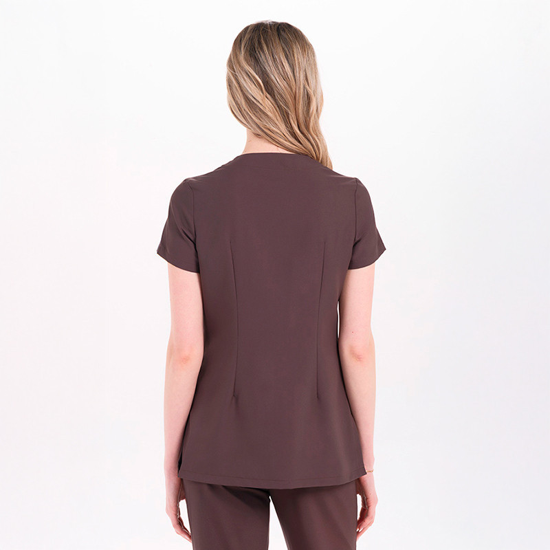 Chaqueta cruzada de microfibra marrón chocolate - Dyneke 8279778