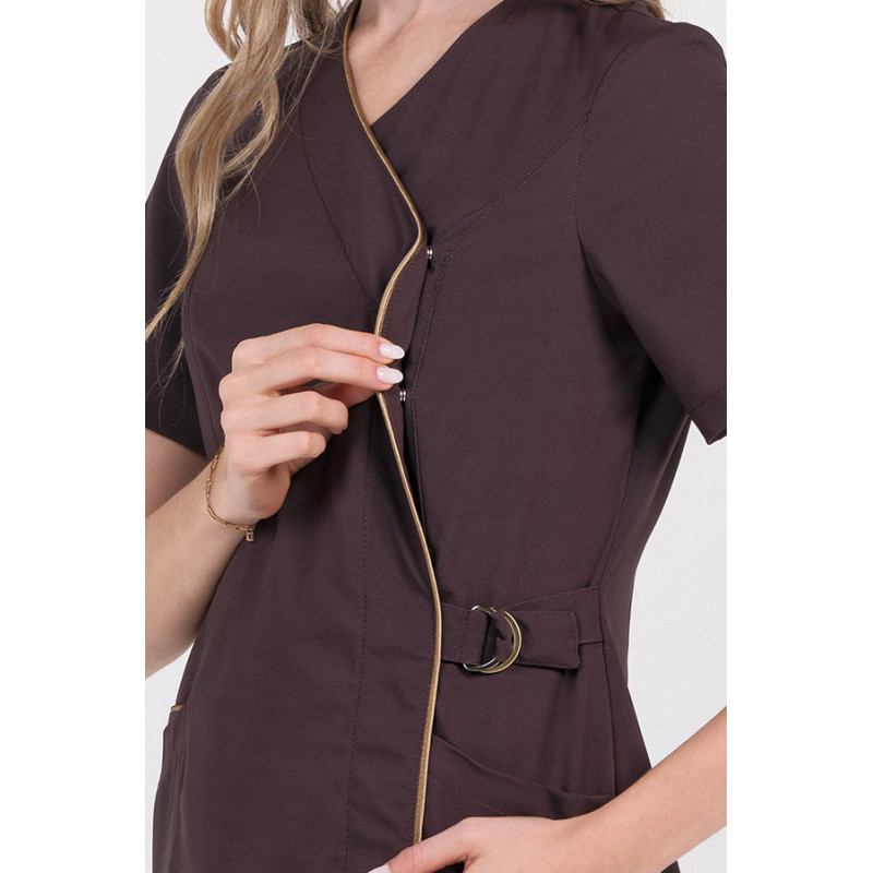 Chaqueta de microfibra marrón chocolate vivo dorado - Dyneke 8336778